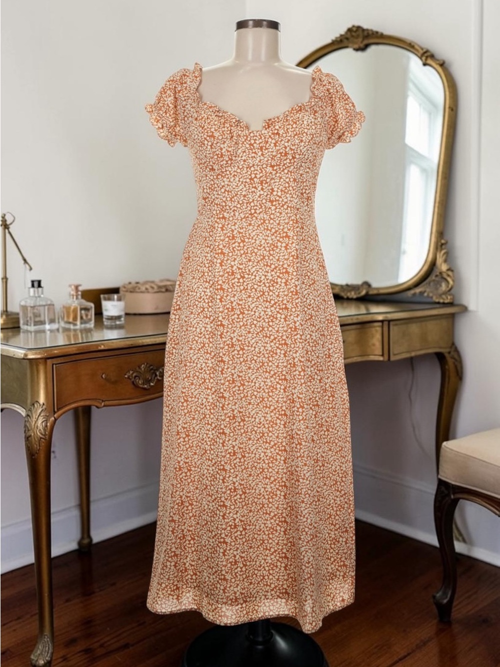 Princess Polly Peach Floral Midi Dress - Picture 2 of 8